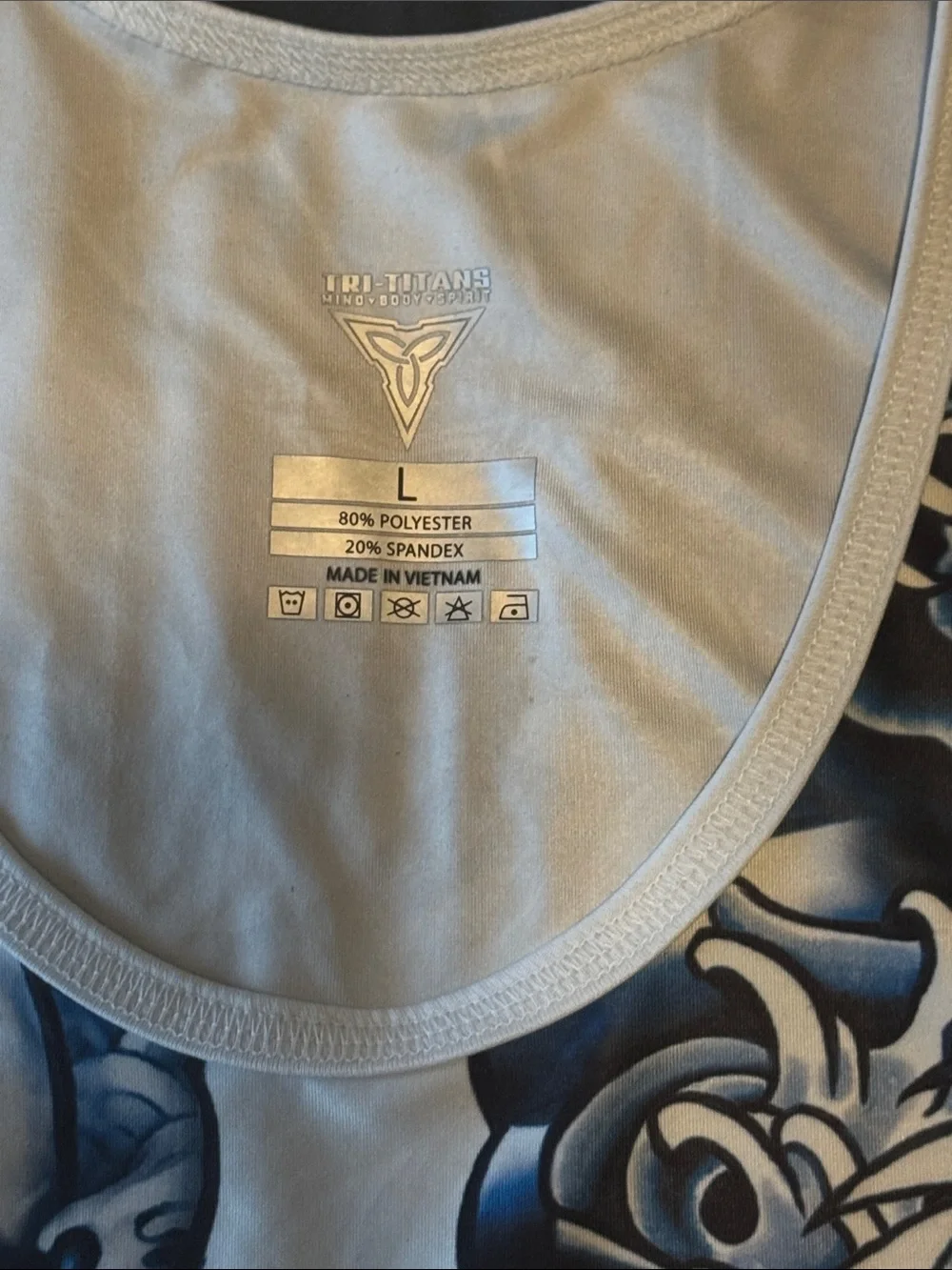 Men's Blue & White Graphic Singlet - Large by TriTitan